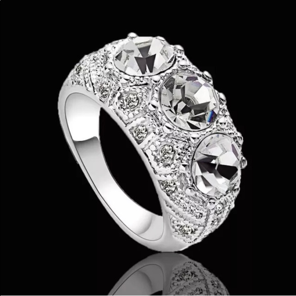 -🌺  Luxury White Rhodium Plated 3 White Sapphires in .925…